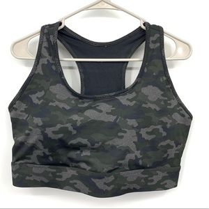 Fabletics Camo Sports Bra - Black and Gray